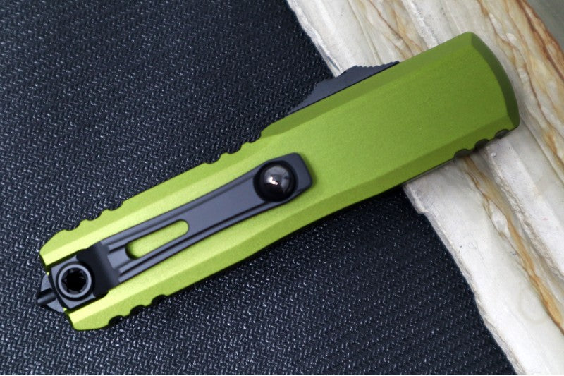 Microtech UTX-85 OTF Gen IV- Single Edge Blade / Black Finish / OD Green Anodized Aluminum Handle 12314-1OD - Northwest Knives