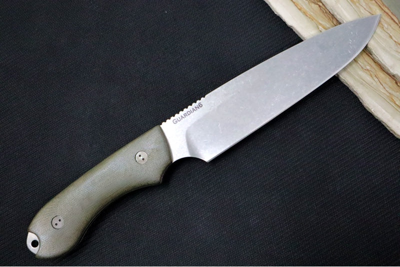 Bradford Knives Guardian 6 - 3D OD Green Micarta Handle / Stonewash CPM-3V Blade / Sabre Grind 6S-102-3V