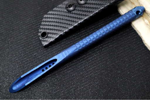Microtech TAC-P Mini Kubaton - Titanium Chisel Tip / Antique Blue Anodized Titanium Handle / Blue Anodized Titanium Glass Breaker / Black Kydex Sheath 112M-MS1 - Northwest Knives