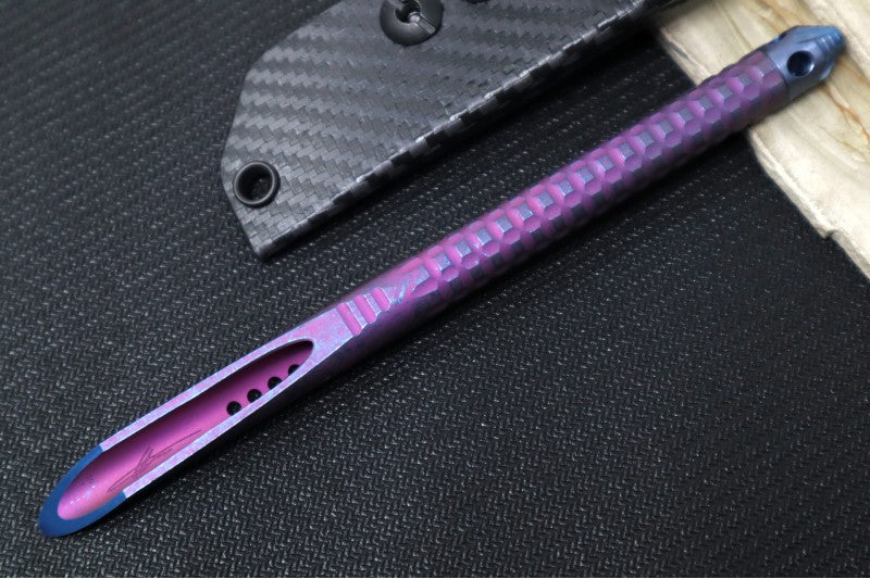 Microtech TAC-P Mini Kubaton - Titanium Chisel Tip / Galatic Purple Anodized Titanium Handle / Blue Anodized Titanium Glass Breaker / Black Kydex Sheath 112M-MS9 - Northwest Knives