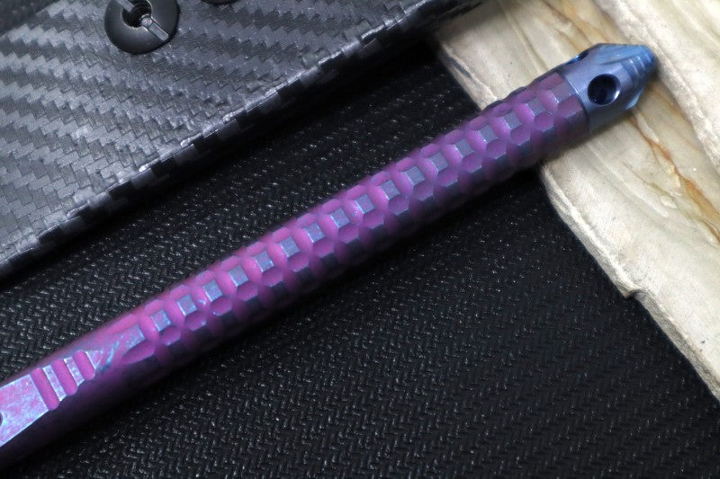Microtech TAC-P Mini Kubaton - Titanium Chisel Tip / Galatic Purple Anodized Titanium Handle / Blue Anodized Titanium Glass Breaker / Black Kydex Sheath 112M-MS9 - Northwest Knives