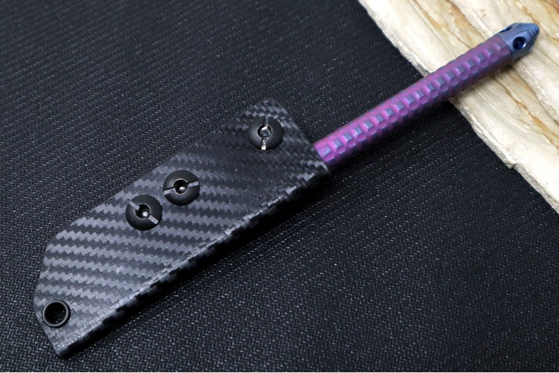 Microtech TAC-P Mini Kubaton - Titanium Chisel Tip / Galatic Purple Anodized Titanium Handle / Blue Anodized Titanium Glass Breaker / Black Kydex Sheath 112M-MS9 - Northwest Knives