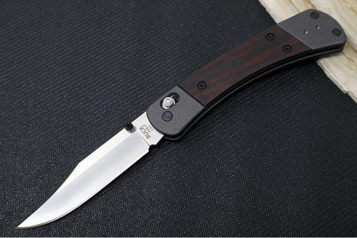 Buck 110 Crossbar Lock Folding Hunter - Clip Point Blade / CPM-Magnacut Steel / Macassar Ebony Wood Handles with Blasted Aluminum Bolsters 14516 - Northwest Knives