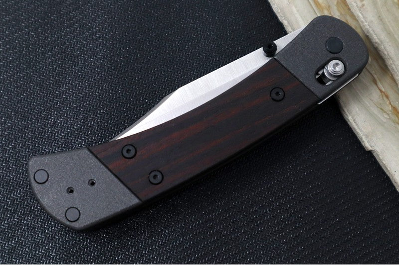 Buck 110 Crossbar Lock Folding Hunter - Clip Point Blade / CPM-Magnacut Steel / Macassar Ebony Wood Handles with Blasted Aluminum Bolsters 14516 - Northwest Knives