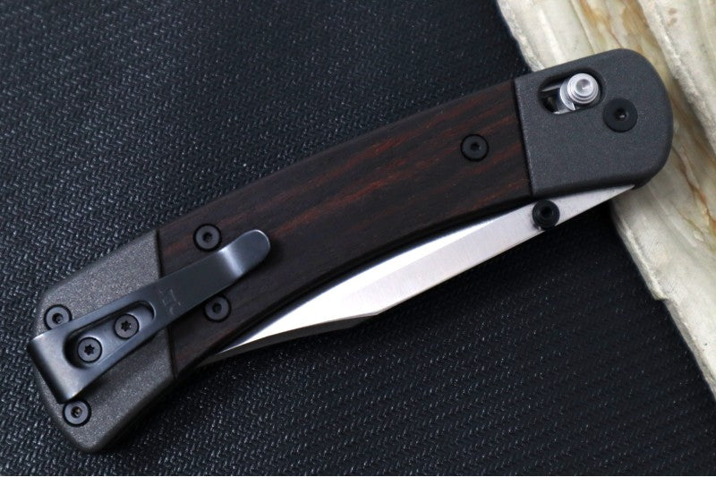 Buck 110 Crossbar Lock Folding Hunter - Clip Point Blade / CPM-Magnacut Steel / Macassar Ebony Wood Handles with Blasted Aluminum Bolsters 14516 - Northwest Knives