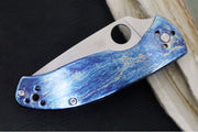 Spyderco Tenacious - Blue Disarray Titanium Handle / Satin Blade / D2 Tool Steel - C122TIBLD2P - Northwest Knives