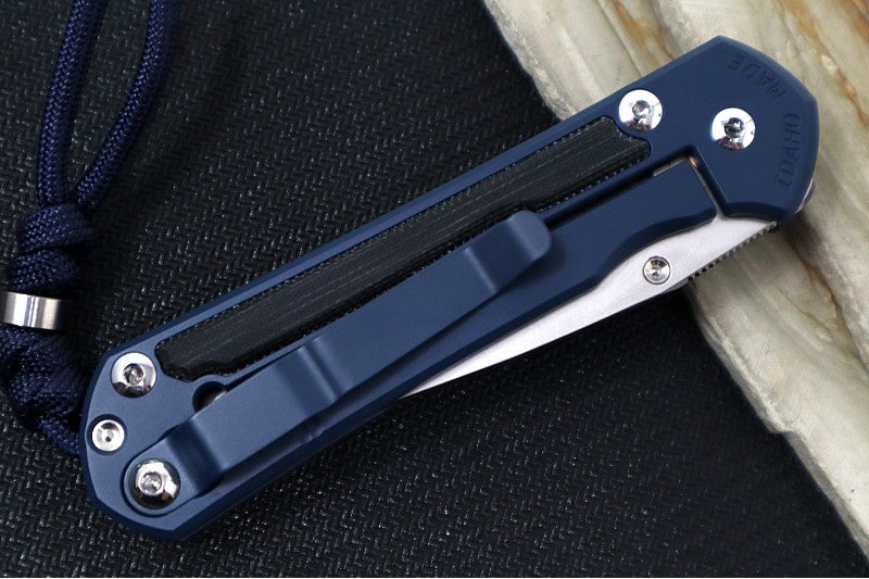 Chris Reeve Knives Small Sebenza 31 NWK Exclusive - Drop Point Blade / CPM-Magnacut Steel / Navy Cerakote Handle & Black Canvas Micarta Inlays / Midnight Lanyard with Bead S31-1736 - Northwest Knives