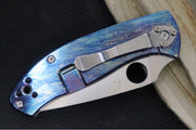 Spyderco Tenacious - Blue Disarray Titanium Handle / Satin Blade / D2 Tool Steel - C122TIBLD2P - Northwest Knives