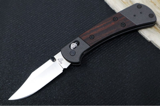 Buck 112 Crossbar Lock Folding Ranger - Clip Point Blade / CPM-Magnacut Steel / Macassar Ebony Wood Handles with Blasted Aluminum Bolsters 14517 - Northwest Knives