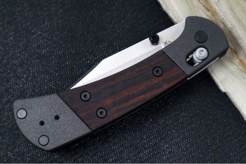 Buck 112 Crossbar Lock Folding Ranger - Clip Point Blade / CPM-Magnacut Steel / Macassar Ebony Wood Handles with Blasted Aluminum Bolsters 14517 - Northwest Knives