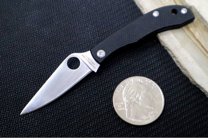 Spyderco Honeybee Micro Slipjoint - Black G-10 Handle / Leaf Shaped Blade / Sandvik 12C27 Steel / Satin Finish C137GBKP