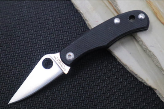 Spyderco Bug Micro Slipjoint - Black G-10 Handle / Leaf Shaped Blade / Sandvik 12C27 Steel / Satin Finish C133GBKP