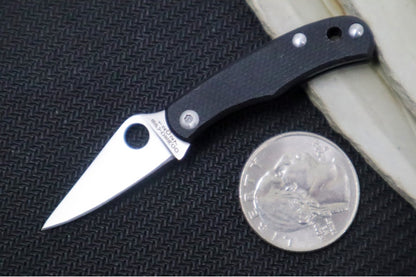 Spyderco Bug Micro Slipjoint - Black G-10 Handle / Leaf Shaped Blade / Sandvik 12C27 Steel / Satin Finish C133GBKP