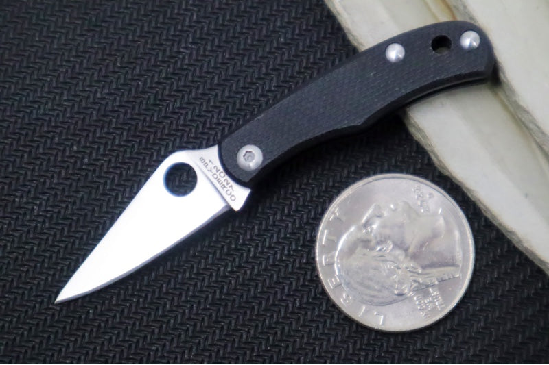 Spyderco Bug Micro Slipjoint - Black G-10 Handle / Leaf Shaped Blade / Sandvik 12C27 Steel / Satin Finish C133GBKP - Northwest Knives