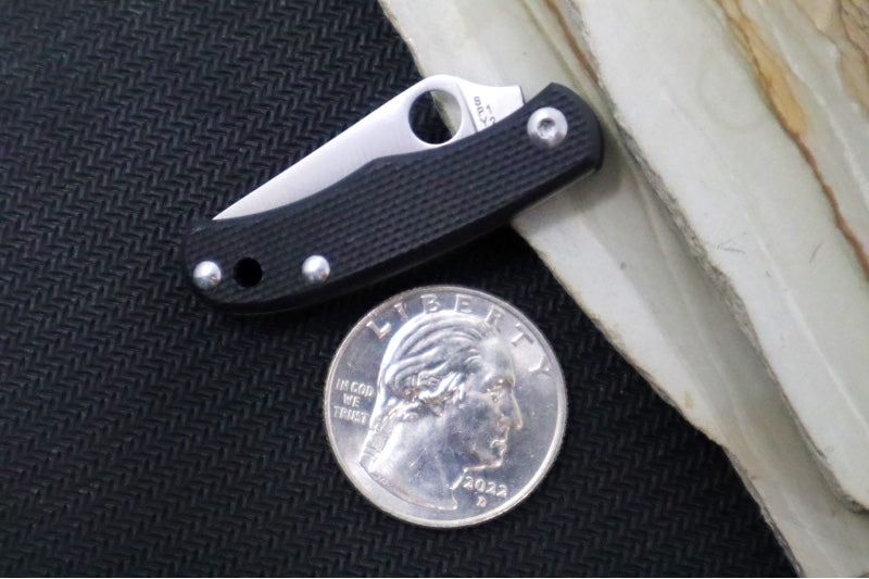 Spyderco Bug Micro Slipjoint - Black G-10 Handle / Leaf Shaped Blade / Sandvik 12C27 Steel / Satin Finish C133GBKP