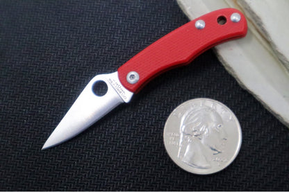 Spyderco Bug Micro Slipjoint - Red G-10 Handle / Leaf Shaped Blade / Sandvik 12C27 Steel / Satin Finish C133GRDP