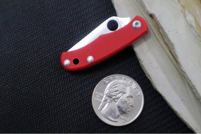 Spyderco Bug Micro Slipjoint - Red G-10 Handle / Leaf Shaped Blade / Sandvik 12C27 Steel / Satin Finish C133GRDP