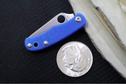 Spyderco Bug Micro Slipjoint - Blue G-10 Handle / Leaf Shaped Blade / Sandvik 12C27 Steel / Satin Finish C133GBKP