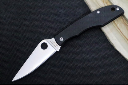 Spyderco Grasshopper Mini Slipjoint - Black G-10 Handle / Leaf Shaped Blade / Sandvik 12C27 Steel / Satin Finish C138GBKP