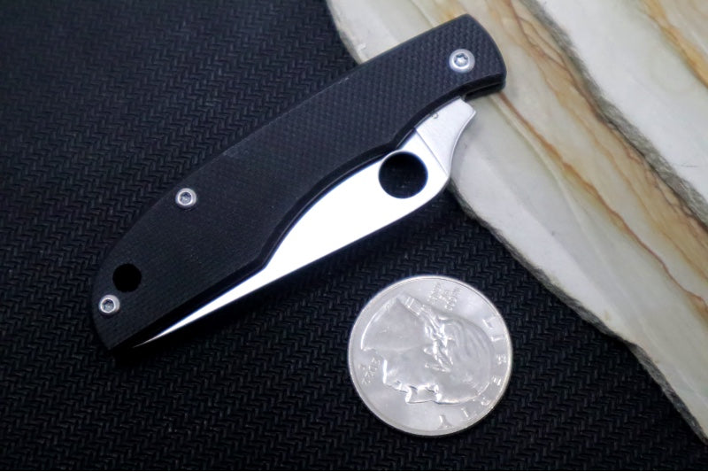 Spyderco Grasshopper Mini Slipjoint - Black G-10 Handle / Leaf Shaped Blade / Sandvik 12C27 Steel / Satin Finish C138GBKP