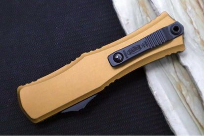 Microtech Mini Hera II OTF - Recurve Blade / Black Finish / Tan Anodized Aluminum Handle 1705M-1TA