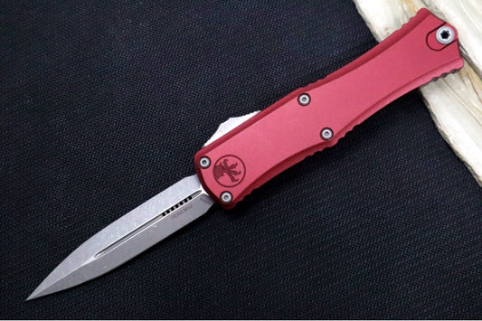 Microtech Mini Hera II OTF - Dagger Blade / Apocalyptic Finish / Merlot Anodized Aluminum Handle 1702M-10APMR