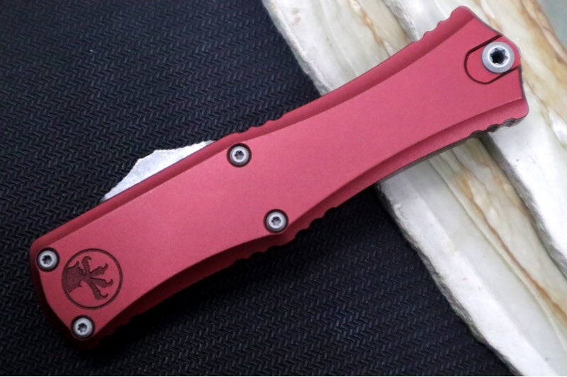 Microtech Mini Hera II OTF - Dagger Blade / Apocalyptic Finish / Merlot Anodized Aluminum Handle 1702M-10APMR - Northwest Knives