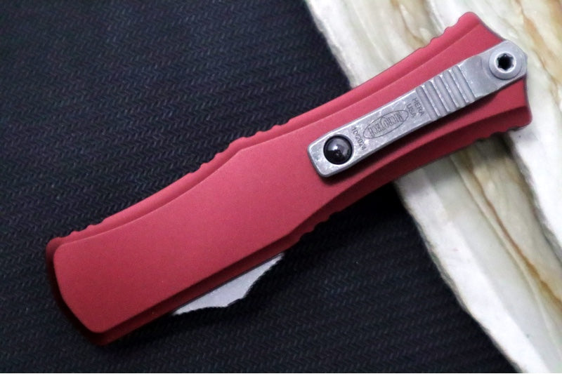 Microtech Mini Hera II OTF - Dagger Blade / Apocalyptic Finish / Merlot Anodized Aluminum Handle 1702M-10APMR