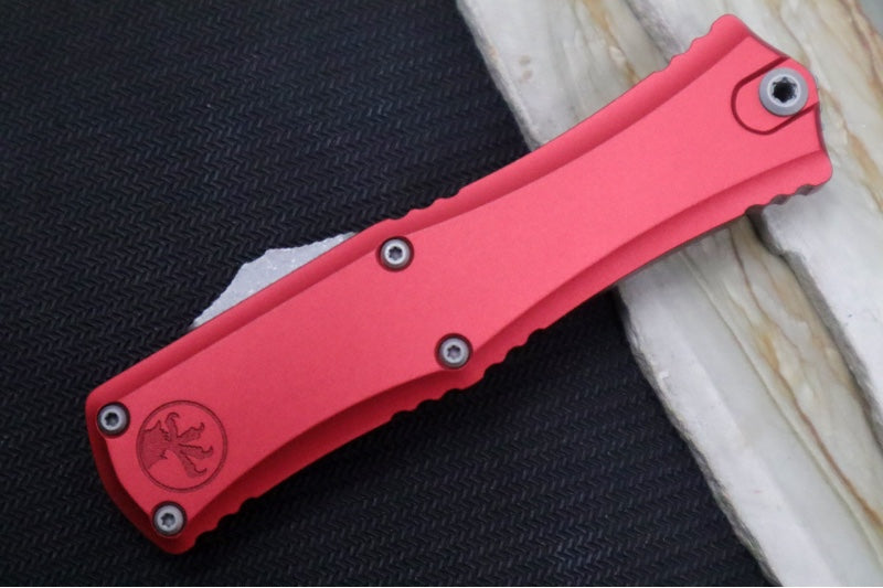 Microtech Mini Hera II OTF - Dagger Blade / Apocalyptic Finish / Red Anodized Aluminum Handle 1702M-10APRD