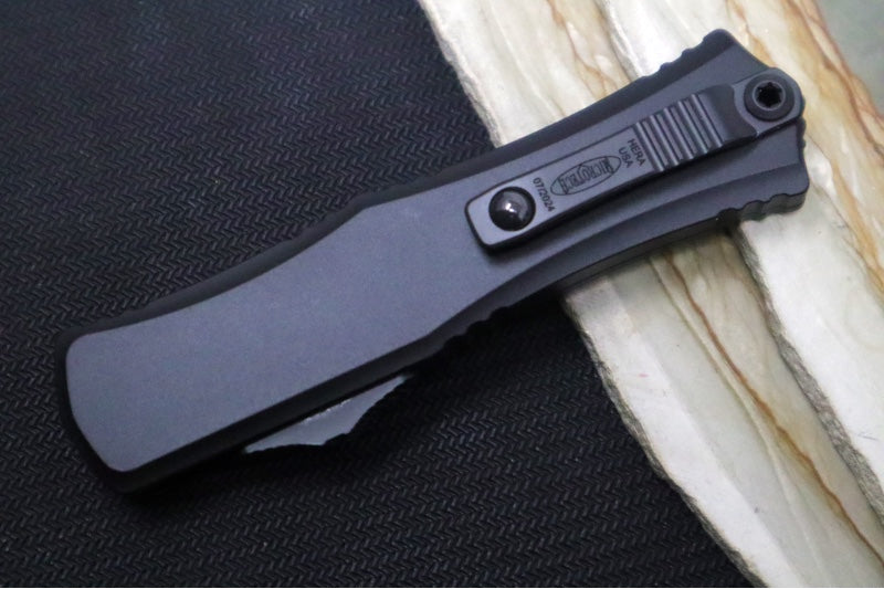 Microtech Mini Hera II OTF Tactical - Dagger Blade / Black Finish / Black Anodized Aluminum Handle & Hardware 1702M-1T