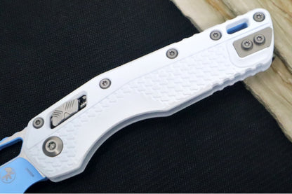 Microtech MSI Manual Folder - Two-Toned Sky Blue Finished Blade / White Polymer w/ Trim-Grip Handle 210T-PMCWH-Y7