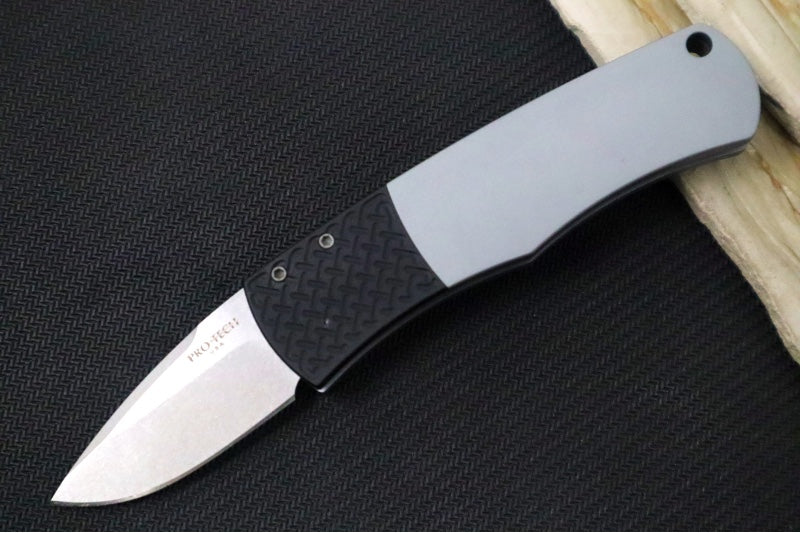 Pro Tech "Whiskers" California Auto - Grey Anodized Aluminum Handle / Stonewash Finish / 154-CM Steel / 2" Drop Point Blade BR-1 CA.3 LTD-Grey - Northwest Knives