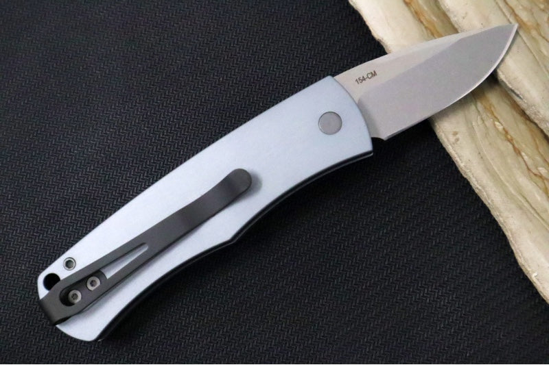 Pro Tech "Whiskers" California Auto - Grey Anodized Aluminum Handle / Stonewash Finish / 154-CM Steel / 2" Drop Point Blade BR-1 CA.3 LTD-Grey