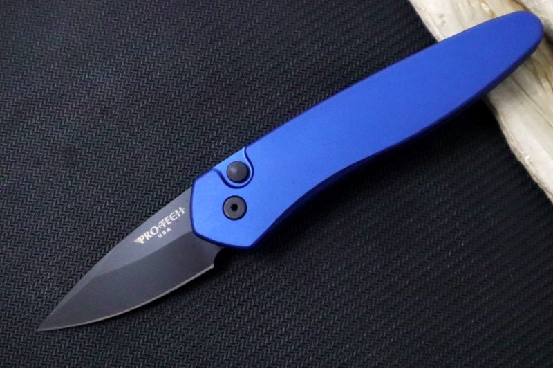 Pro Tech Half Breed Auto - Blue Anodized Aluminum Handle / CPM-S35VN Steel / Black Blade 3607-Blue - Northwest Knives