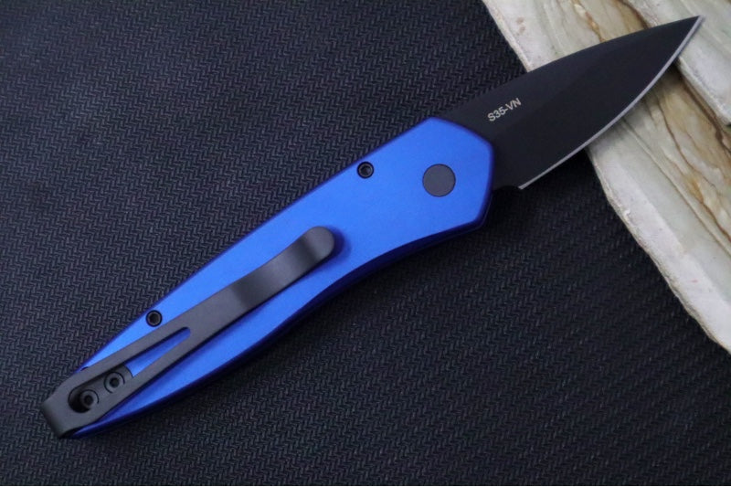 Pro Tech Half Breed Auto - Blue Anodized Aluminum Handle / CPM-S35VN Steel / Black Blade 3607-Blue - Northwest Knives
