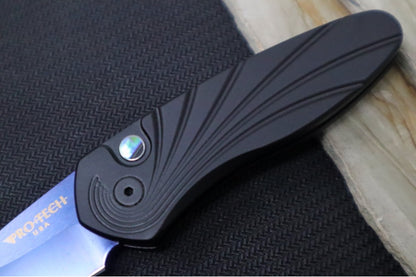 Pro Tech Sprint Auto - 3D Wave Black Anodized Aluminum Handle / Abalone Push Button / Sapphire Blue Blade Finish / CPM-S35VN Steel 2937-SB