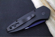 Pro Tech Sprint Auto - 3D Wave Black Anodized Aluminum Handle / Abalone Push Button / Sapphire Blue Blade Finish / CPM-S35VN Steel 2937-SB - Northwest Knives