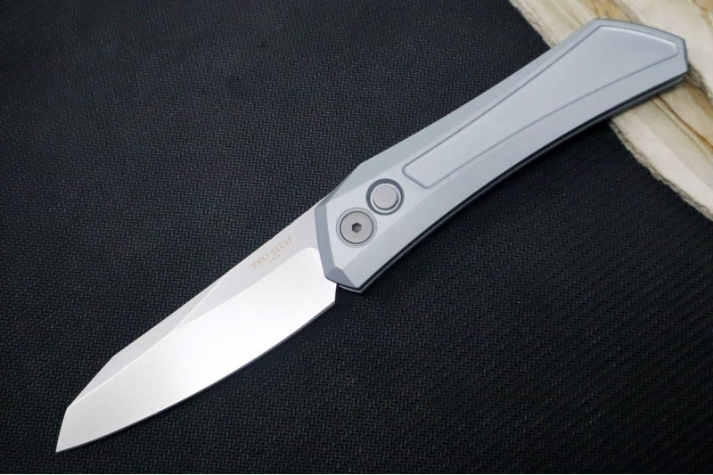 Pro Tech Oligarch Auto - Solid Grey Anodized Aluminum Handle / Stonewashed Finish Spear Point Blade / CPM-Magnacut Steel DS101-Grey - Northwest Knives
