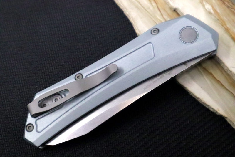 Pro Tech Oligarch Auto - Solid Grey Anodized Aluminum Handle / Stonewashed Finish Spear Point Blade / CPM-Magnacut Steel DS101-Grey - Northwest Knives