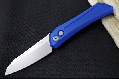 Pro Tech Oligarch Auto - Solid Blue Anodized Aluminum Handle / Stonewashed Finish Spear Point Blade / CPM-Magnacut Steel DS101-Blue