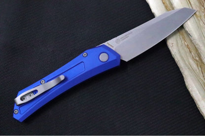 Pro Tech Oligarch Auto - Solid Blue Anodized Aluminum Handle / Stonewashed Finish Spear Point Blade / CPM-Magnacut Steel DS101-Blue