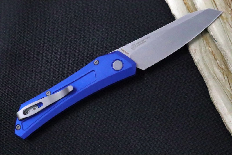Pro Tech Oligarch Auto - Solid Blue Anodized Aluminum Handle / Stonewashed Finish Spear Point Blade / CPM-Magnacut Steel DS101-Blue - Northwest Knives