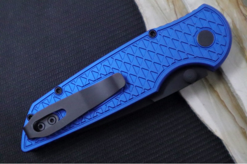 Pro Tech TR-3 Integrity - Drop Point / Black DLC Finish / CPM-S35VN Steel / "Relic" Blue Textured Anodized Handle INT106-Blue