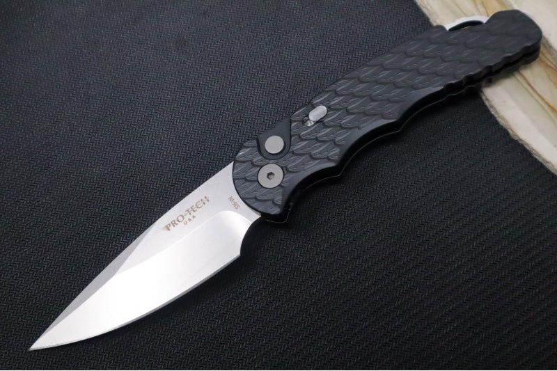 Pro Tech Tactical Response 5 Auto - Black Anodized Aluminum Handle with a Feather Texture / Stonewashed Finish / Drop Point Blade / CPM-S35VN Steel T505-F - Northwest Knives