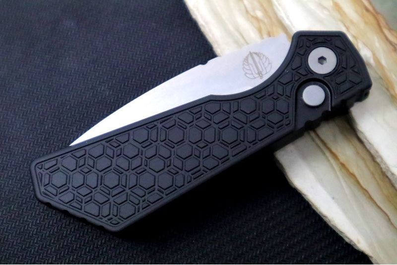Pro Tech Strider PT+ Auto - "Gridlock" Black Anodized Aluminum Handle / Stonewash Finish / CPM-Magnacut Steel PT205-Gridlock
