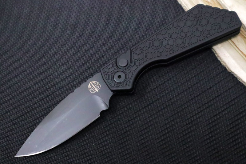 Pro Tech Strider PT+ Auto - "Gridlock" Black Anodized Aluminum Handle / Black DLC Finish / CPM-Magnacut Steel PT207-Gridlock