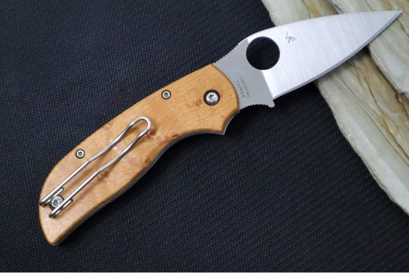 Spyderco Chaparral SLIPIT - Birdseye Maple Wood Handle / CTS-XHP Steel / Drop Point Blade C152NLWDP - Northwest Knives