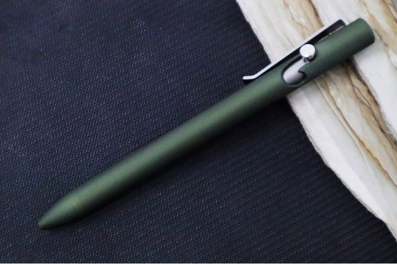 Tactile Turn Bolt Action Standard Pen Exclusive - OD Green Bead Blasted Anodized Aluminum Handle / Titanium Clip