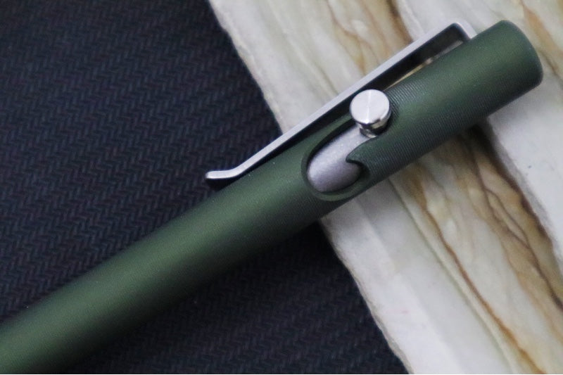 Tactile Turn Bolt Action Standard Pen Exclusive - OD Green Bead Blasted Anodized Aluminum Handle / Titanium Clip