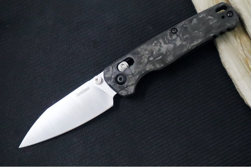 Kershaw Bel-Air Manual - Black Marbled Carbon Fiber Handle / Drop Point Blade / Satin Finish / CPM-Magnacut Steel 6150CF